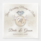 Ivoor Monogram Tafelkleden voor Bruiloften, Diaman Servet (Voorkant)