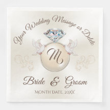 Ivoor Monogram Tafelkleden voor de Bruiloft, Diama