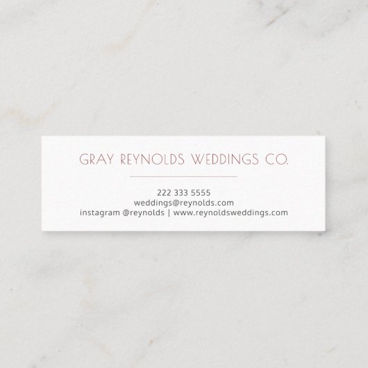 Ivoor Monogram Waterverf Bloemen Bruiloft Planner Mini Visitekaartje (Achterkant)