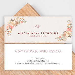 Ivoor Monogram Waterverf Bloemen Bruiloft Planner Mini Visitekaartje