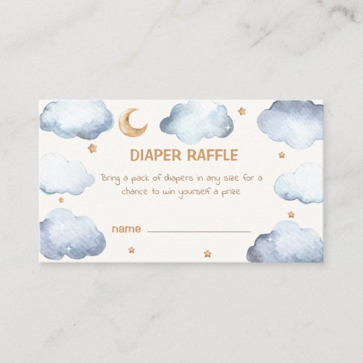 Ivoor Moon Stars Twinkle Luier Raffle Baby shower Informatiekaartje (Voorkant)