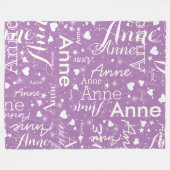 Ivoor Namen Schattigee Harten over Lavendel Magisc Fleece Deken (Voorkant (Horizontaal))