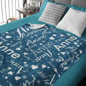 Ivoor Namen Schattigee harten over Ocean-Blue Magi Fleece Deken