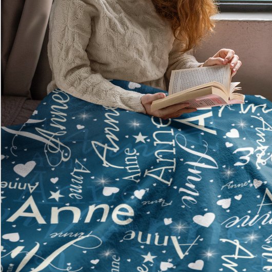 Ivoor Namen Schattigee harten over Ocean-Blue Magi Fleece Deken