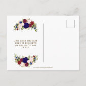 Ivoor Navy Florial Wedding Save the Date briefkaar Aankondigingskaart (Achterkant)