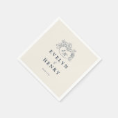 Ivoor Navy Monogram Bruiloft Servetten (Hoek)