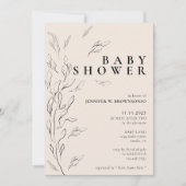 ivoor - neutraal minimaal floreel eenvoudig baby s kaart (Voorkant)