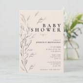 ivoor - neutraal minimaal floreel eenvoudig baby s kaart (Staand voorkant)