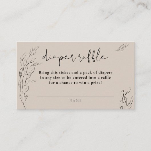 ivoor - neutraal minimaal floreel eenvoudig diaper informatiekaartje (Voorkant)