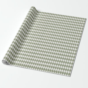 Ivoor & Olijfgroene Harlekijn Diamanten Cadeaupapier