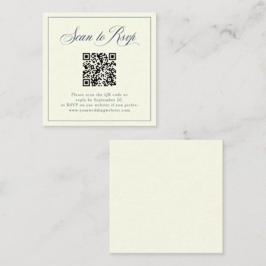 Ivoor omlijst Italiaanse elegantie | RSVP met QR-c Informatiekaartje (Voorkant / Achterkant)