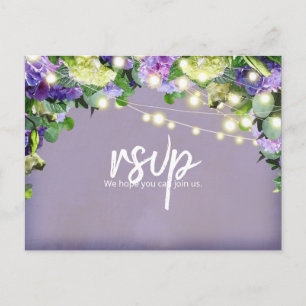 Ivoor & Paarse Hydrangea's   Paars RSVP Briefkaart