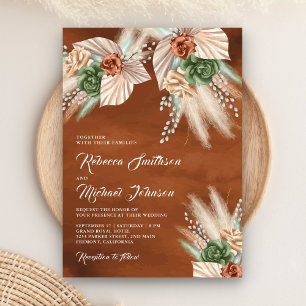 Ivoor Palm Aardse Bloemige Pampas Terracotta Bruil Kaart