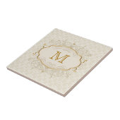 Ivoor Parel en Goud Monogram Tegeltje (Zijkant)