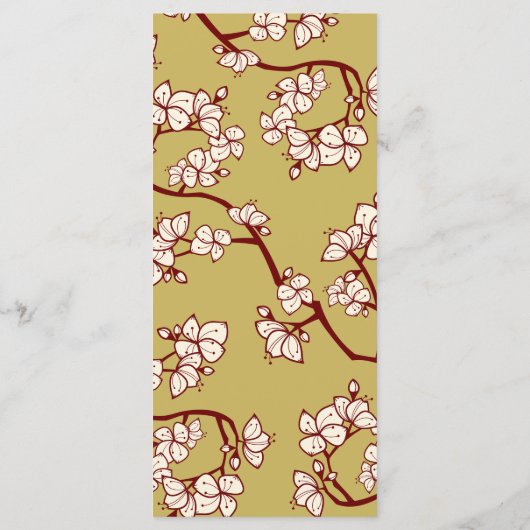 Ivoor Peach/Pramenbloesem Dubbel Geluk Huwelijk Menu (Achterkant)