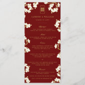 Ivoor Peach/Pramenbloesem Dubbel Geluk Huwelijk Menu (Voorkant)