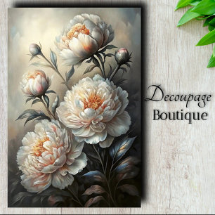 Ivoor Pioen Bloem Decoupage Tissuepapier