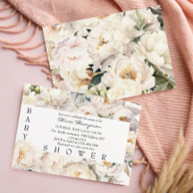 Ivoor Pioen Bloem Neutrale Baby Shower