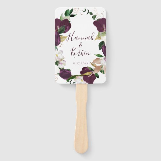 Ivoor pruim bloemenkrans bruiloft handwaaier (Voorkant)