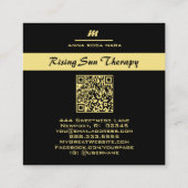 *~* Ivoor QR Agaat Zwart Goud Glitter Initiaal AP6 Vierkante Visitekaartje (Achterkant)