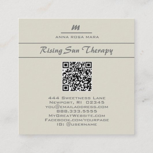 *~* Ivoor QR Agate Mauve Luxe Glitter Initiaal AP6 Vierkante Visitekaartje (Achterkant)