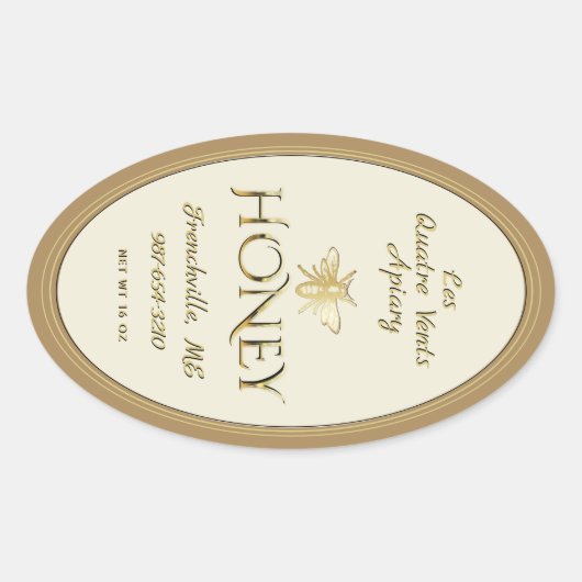 Ivoor Queenline Honing Label Heraldic Bee Gold (Voorkant)