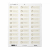 Ivoor Retouradres Monogram Crest Trouwlabel Etiket (Full Sheet)