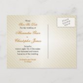 Ivoor Ribbon Gold Stripes Wedding Save the Date V2 Aankondigingskaart (Achterkant)