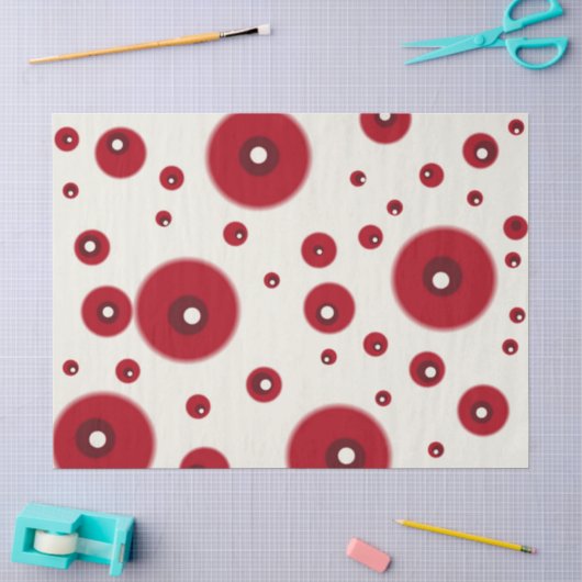 Ivoor Rode Stippen Funky Patroon Decoupage Tissuepapier (Craft)