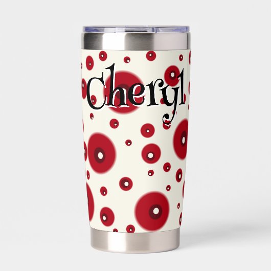 Ivoor Rode Stippen Funky Whimsical Cirkelpatroon  Geïsoleerde Drinkbeker (Voorkant)