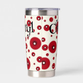 Ivoor Rode Stippen Funky Whimsical Cirkelpatroon  Geïsoleerde Drinkbeker (Links)