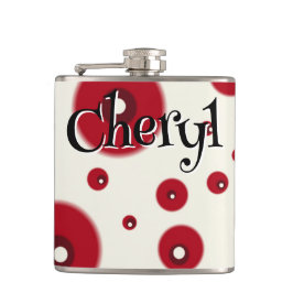 Ivoor Rode Stippen Funky Whimsical Cirkelpatroon  Heupfles