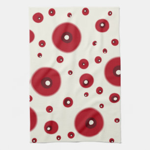 Ivoor Rode Stippen Funky Whimsical Cirkelpatroon  Theedoek