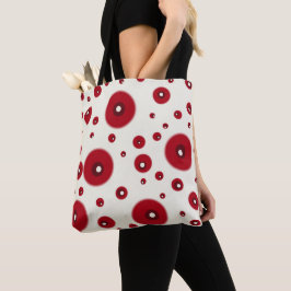Ivoor Rode Stippen Funky Whimsical Cirkelpatroon  Tote Bag