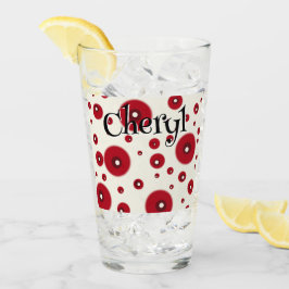 Ivoor Rode Stippen Funky Whimsisch Cirkelpatroon  Glas