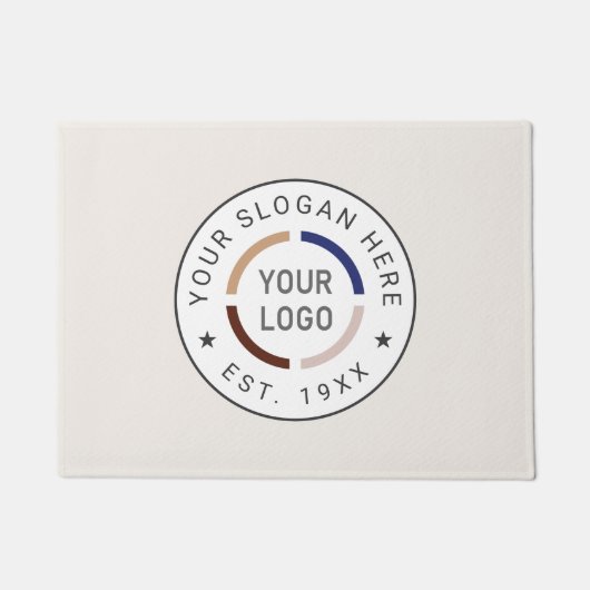 Ivoor Ronde Custom Logo Business Branded Deurmat (Voorkant)