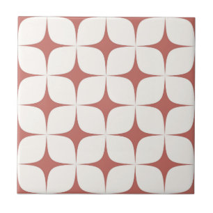 Ivoor & rood Mid-Century Modern  Retro Tegeltje