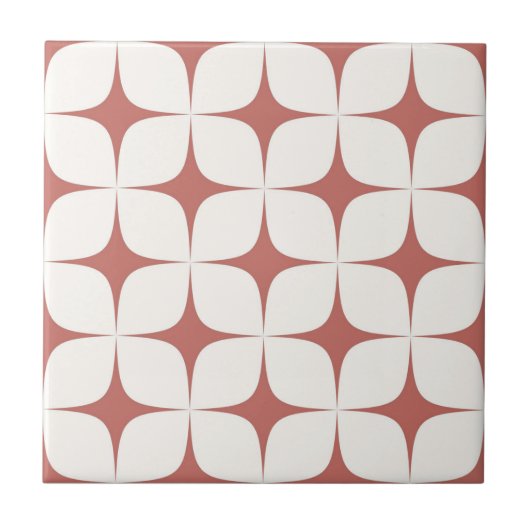 Ivoor & rood Mid-Century Modern Retro Tegeltje (Voorkant)