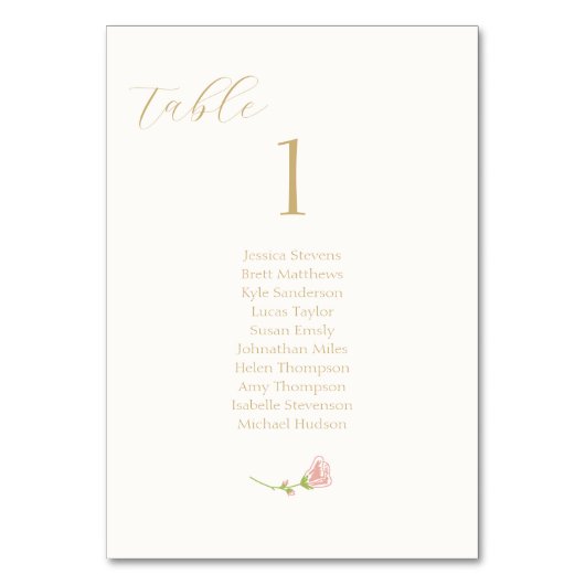 Ivoor | Roos bruiloft gastenlijst tafelnummer (Voorkant)