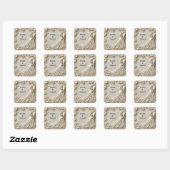 🤍 Ivoor Roos Frame Trouwkoppel Silhouet 🤍 Vierkante Sticker (Vel)