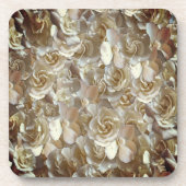 Ivoor Roos Patroon – Elegante Bloemkunst Bier Onderzetter (Voorkant)