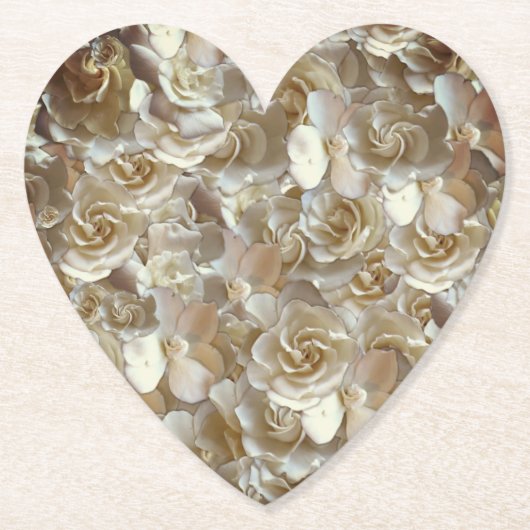 Ivoor Roos Patroon – Elegante Bloemkunst Kartonnen Onderzetters (Voorkant)