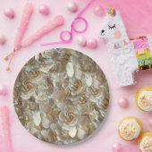 Ivoor Roos Patroon – Elegante Bloemkunst Papieren Bordje (Feest)