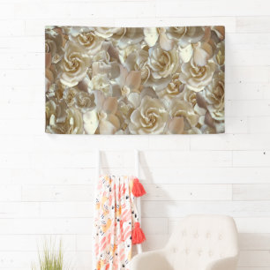 Ivoor Roos Patroon – Elegante Bloemkunst Spandoek