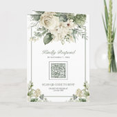 Ivoor Roos Salie Groene Bloem Foto QR Code Trouwfe (Achterkant)