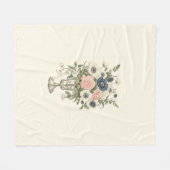 ivoor roze blauw mauve groene bloemen fleece deken (Voorkant (Horizontaal))
