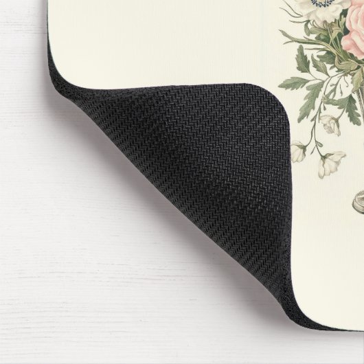  ivoor roze blauw mauve groene bloemen muismat (Hoek)