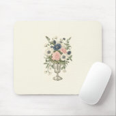  ivoor roze blauw mauve groene bloemen muismat (Met muis)