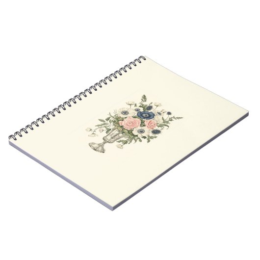  ivoor roze blauw mauve groene bloemen notitieboek (Linkerzijde)