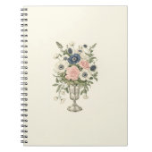 ivoor roze blauw mauve groene bloemen notitieboek (Voorkant)